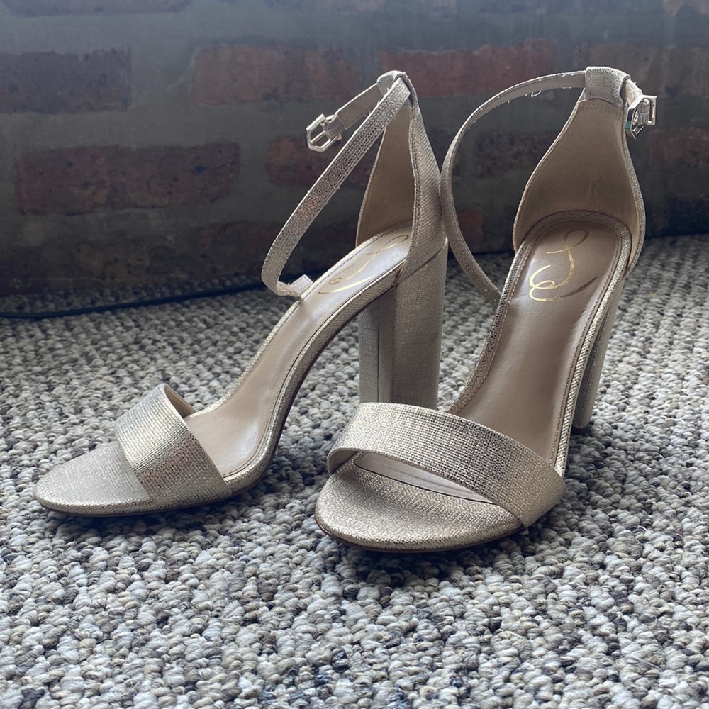 Sam Edelman Woven Champagne Block Heels